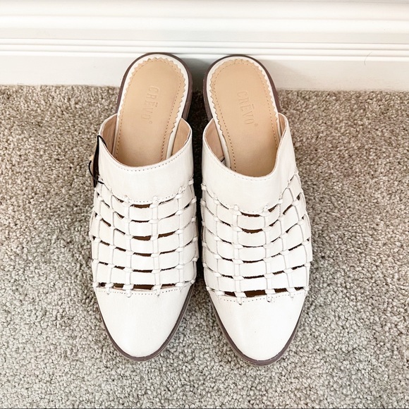 Crevo Women's Luella Mule Leather Block Heel Bone Slip-On 6/6.5NWT - Picture 3 of 8